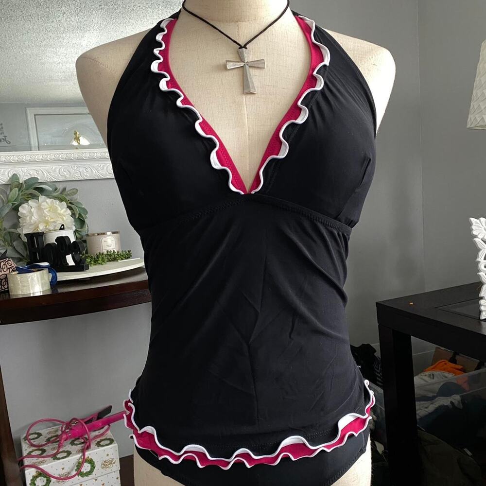 Y2k ruffled halter tankini